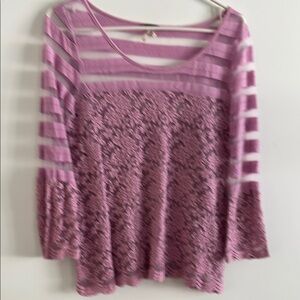 Pink Striped Lace Top